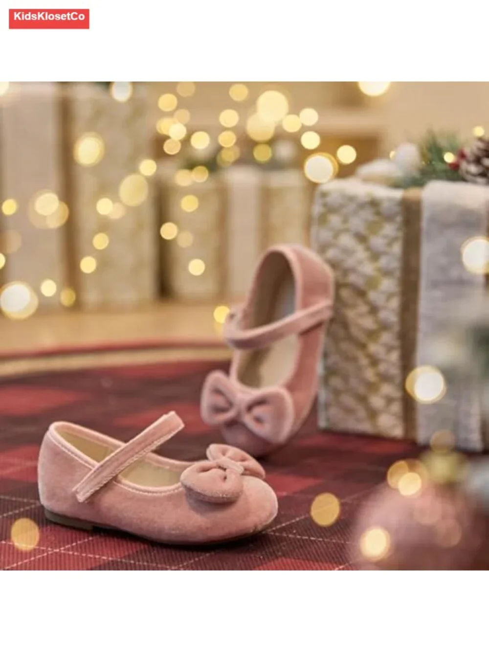 Velvet Mary Jane Flats with Bow - Toddler Dress Shoes